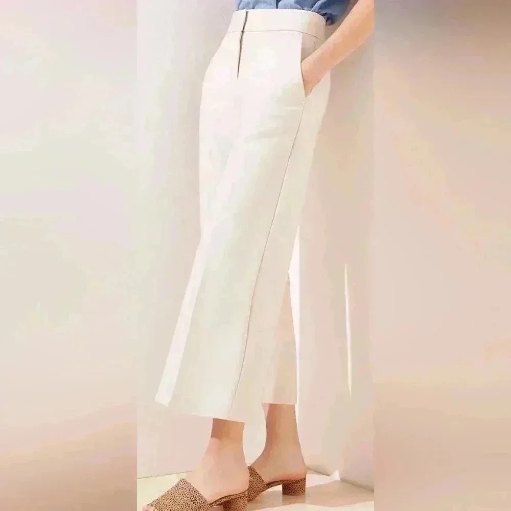 Loft cream cropped wide leg capris
